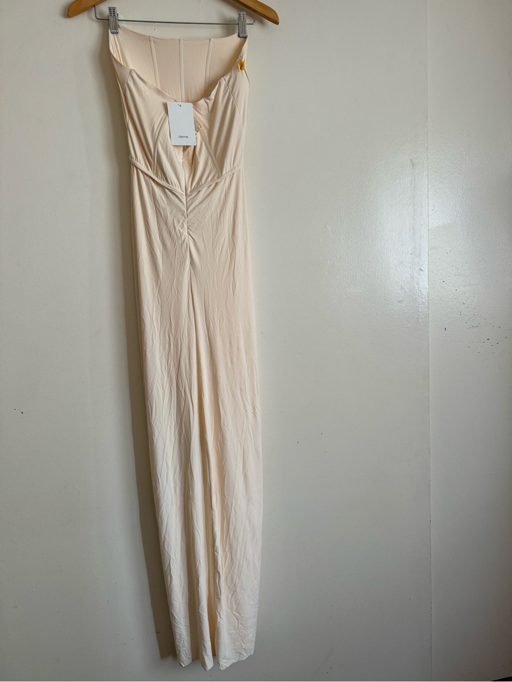 Pearl Gown Deme by Gabriella Bustier Strapless Ivory Ruched Maxi Dress - Picture 7 of 9